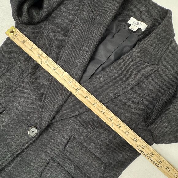 Ann Taylor Loft Womens Plaid Blazer Sz 6 Gray Office Career Preppy Old Money - Picture 12 of 15